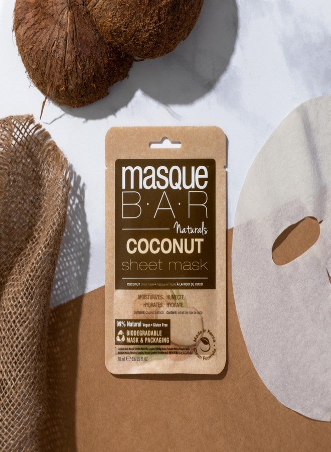 masque BAR Korean Coconut Sheet Mask, Biodegradable Mask & Packaging, Moisturizing & Hydrating Sheet Mask - Image 5